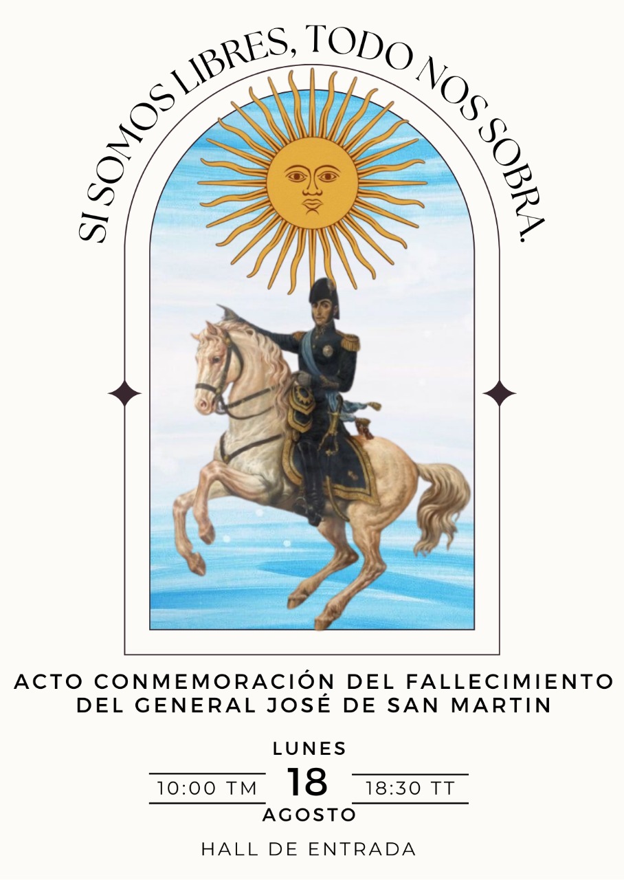 Invitación al acto para honrar al General José de San Martín en el niversario de su Fallecimiento