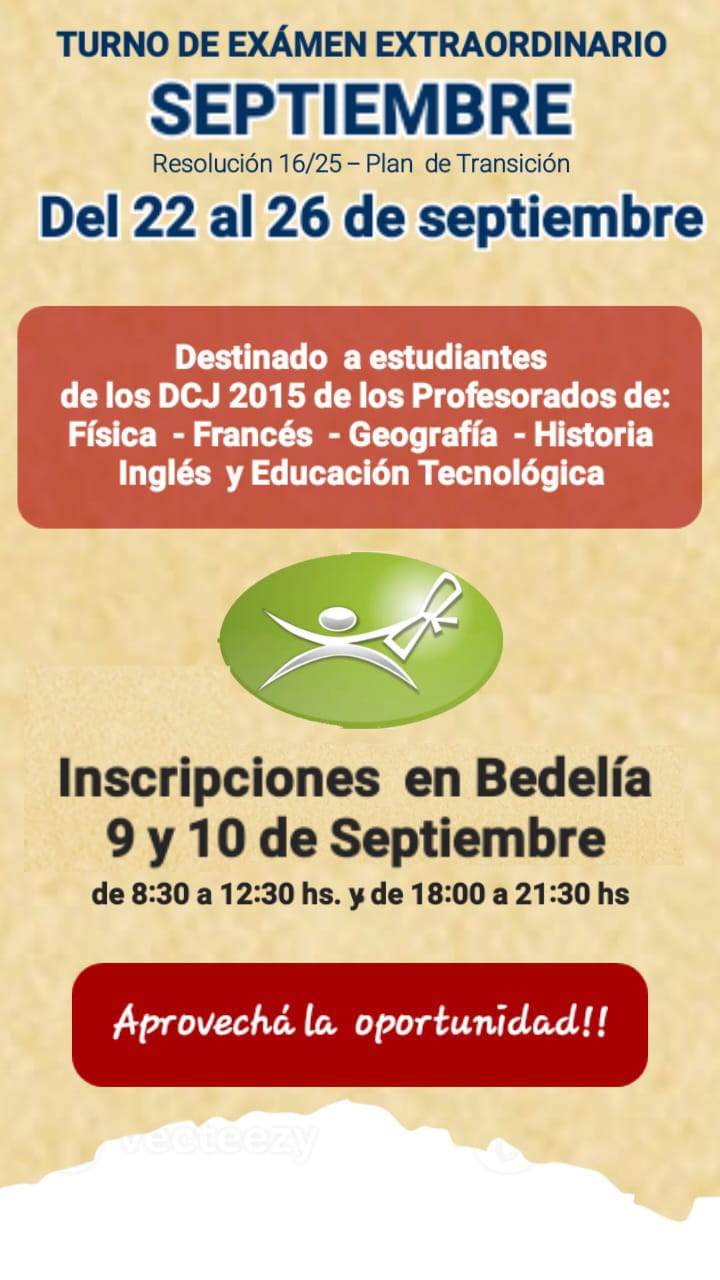 Turno de Examen Extraordinario en Septiembre