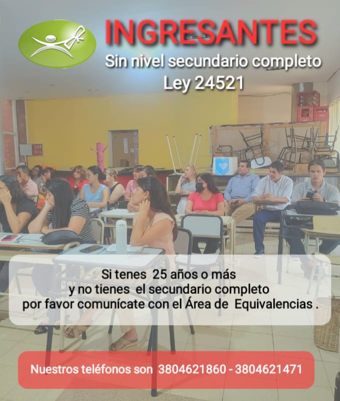 Ingresantes sin nivel secundario completo