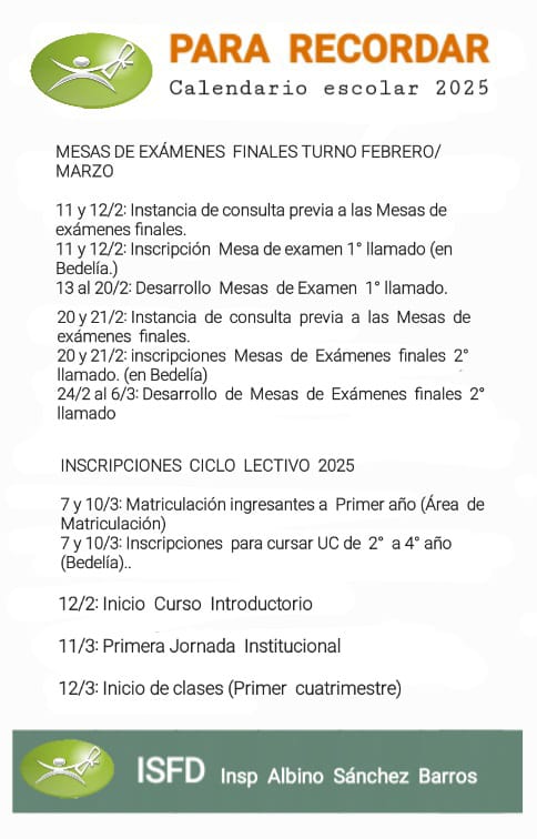 Para Recordar: Calendario Escolar 2025