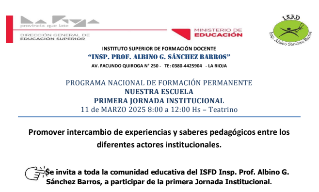 Primera Jornada Institucional 2025 - Cronograma