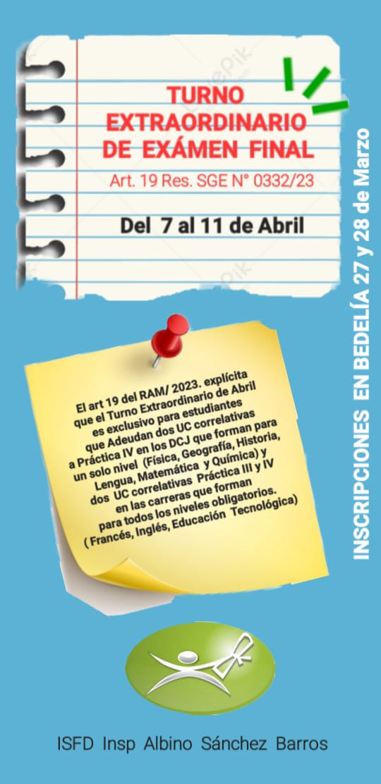Turno de Examen Extraordinario  de Abril