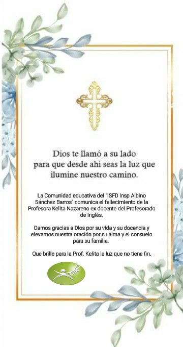 Fallecimiento de la Profesora Kelita Nazareno ex docente del Profesorado de Inglés