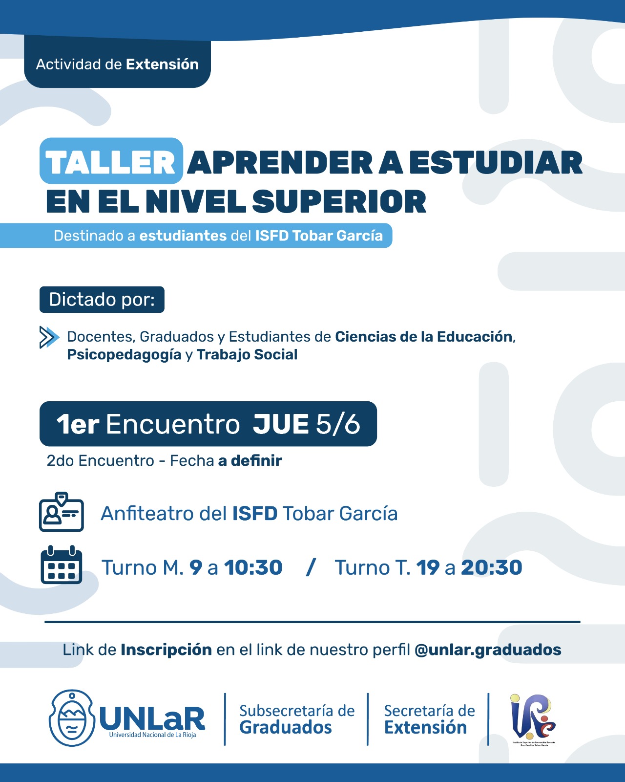 Aprender a Estudiar en el Nivel Superior: Taller destinado a estudiantes del ISFD Tobar García