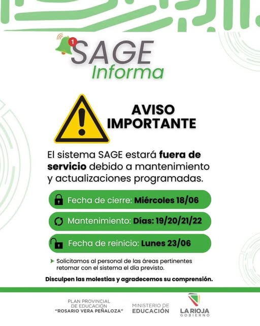 Sistema SAGE Fuera de Servicio  Por Mantenimiento