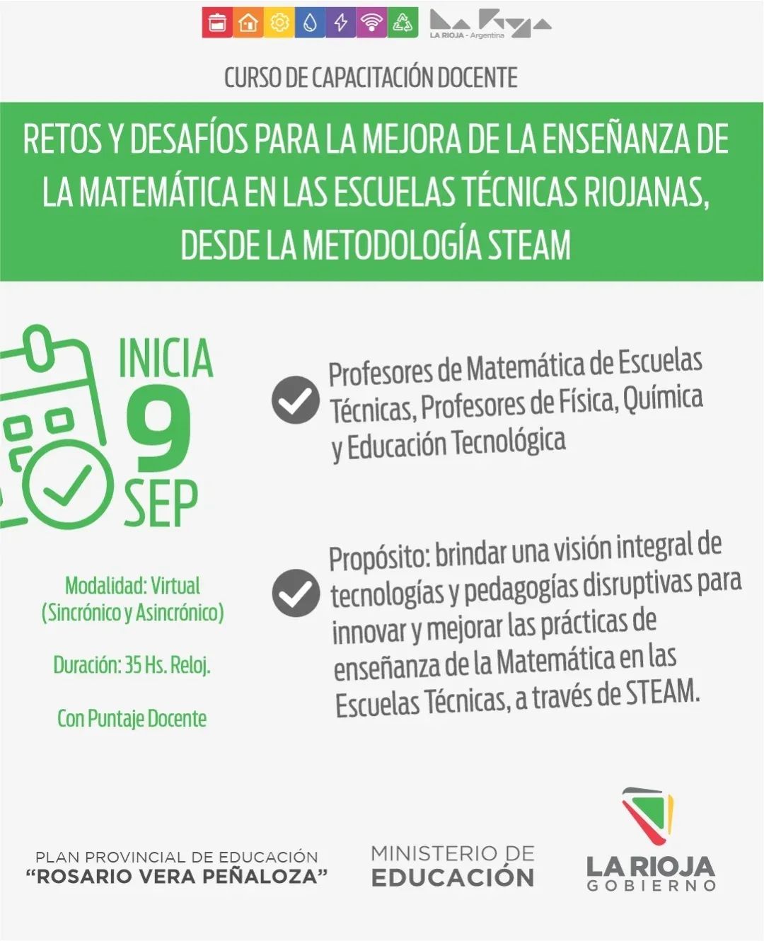 Curso de Capacitación Docente: Retos y desafíos para la mejora de la enseñanza de la Matemática en las escuelas técnicas riojanas, desde la metodología STEAM