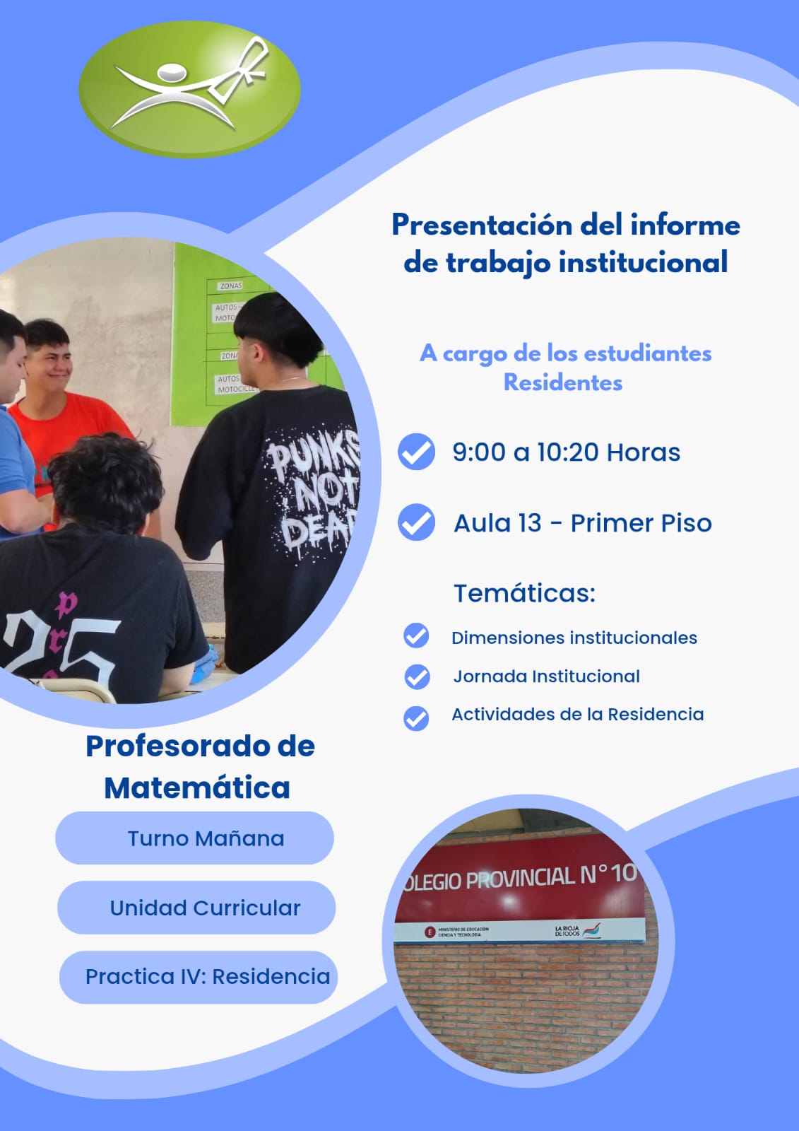 Práctica IV en acción: Presentación del trabajo institucional - Miércoles 29/10