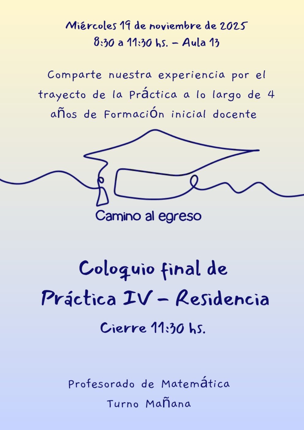 Profesorado de Matemática Turno Mañana: Coloquio Final de Práctica IV - Residencia