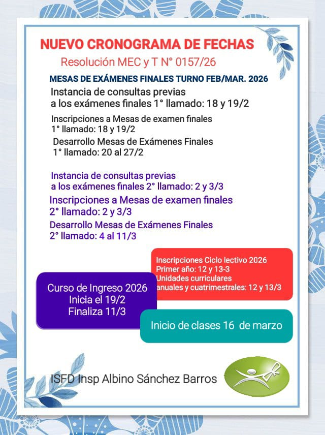 Recordemos el Nuevo Cronograma de Fechas