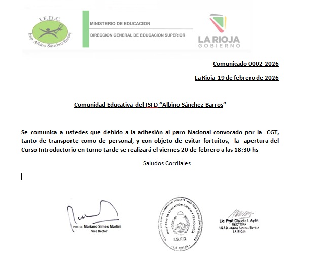 Modificación en el inicio del Curso Introductorio por adhesión al Paro Nacional