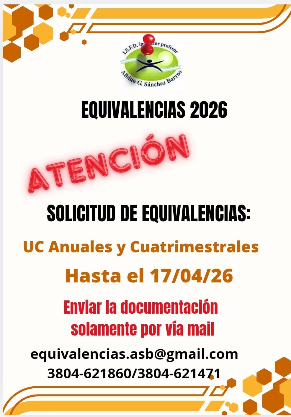 Información importante – Solicitud de Equivalencias