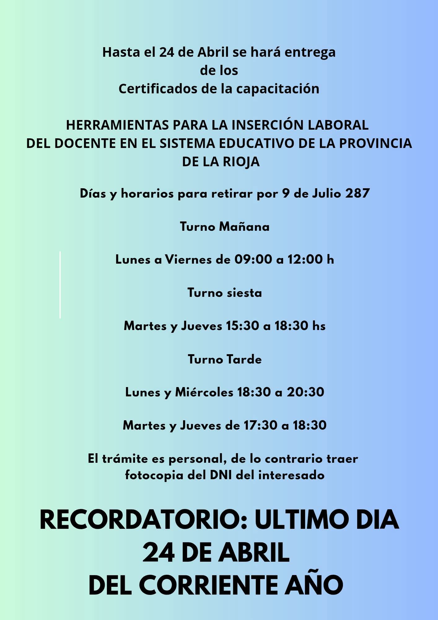 Publicación del Centro de Atención del Docente