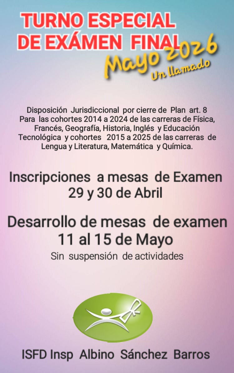 Turno Especial de Examen Final - Mayo 2026