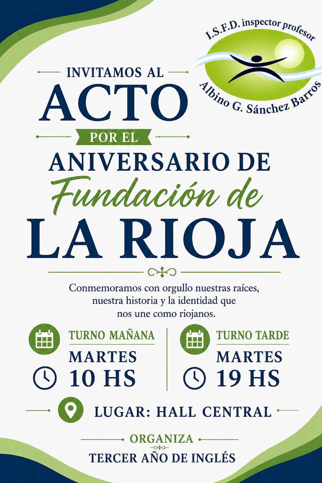 Invitación al Acto  por El Aniversario La Fundación de La Rioja