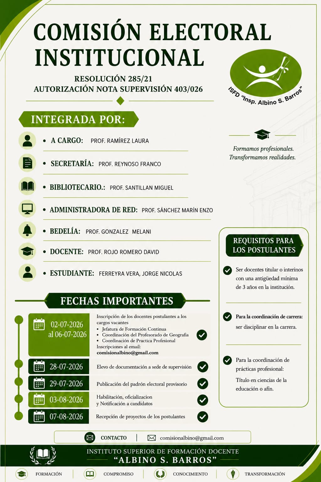 Comisión Electoral Institucional: Conformación y Cronograma de Elecciones 2026