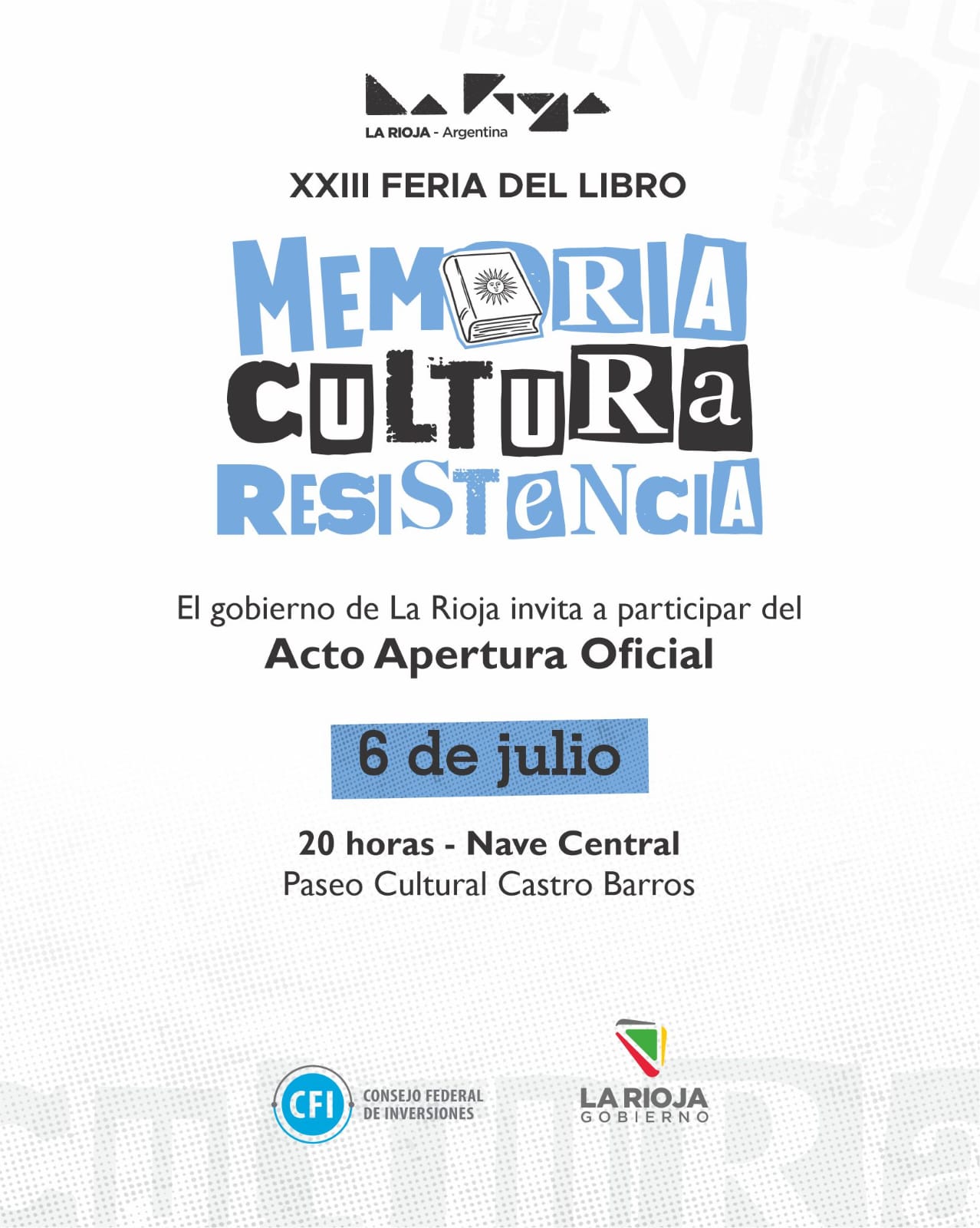 6 de julio: Acto Apertura Oficial XXIII Feria del Libro