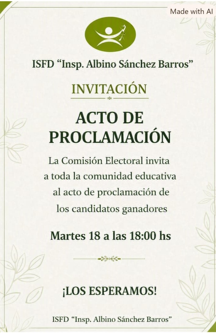 Invitación al Acto de Proclamación