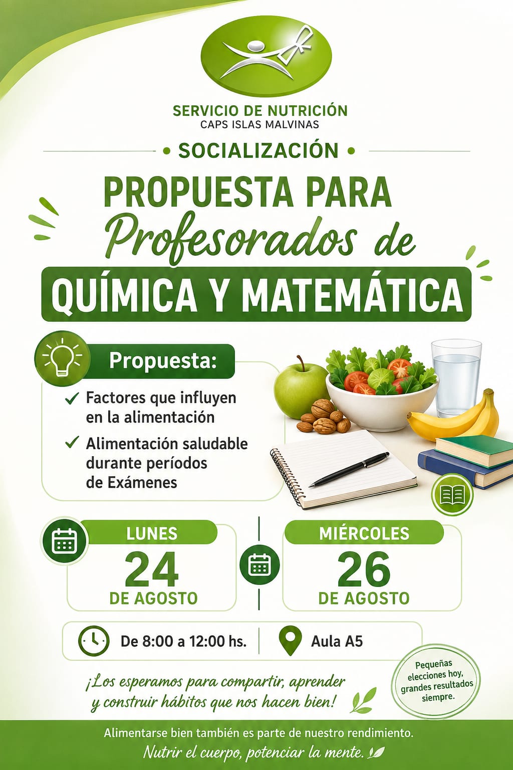 Alimentación Saludable y Rendimiento Académico: Jornada de Capacitación para Estudiantes de Química y Matemática