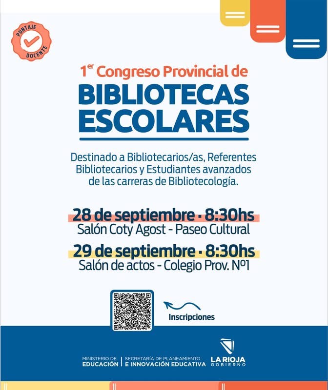 Invitación al Primer Congreso Provincial de Bibliotecas Escolares 