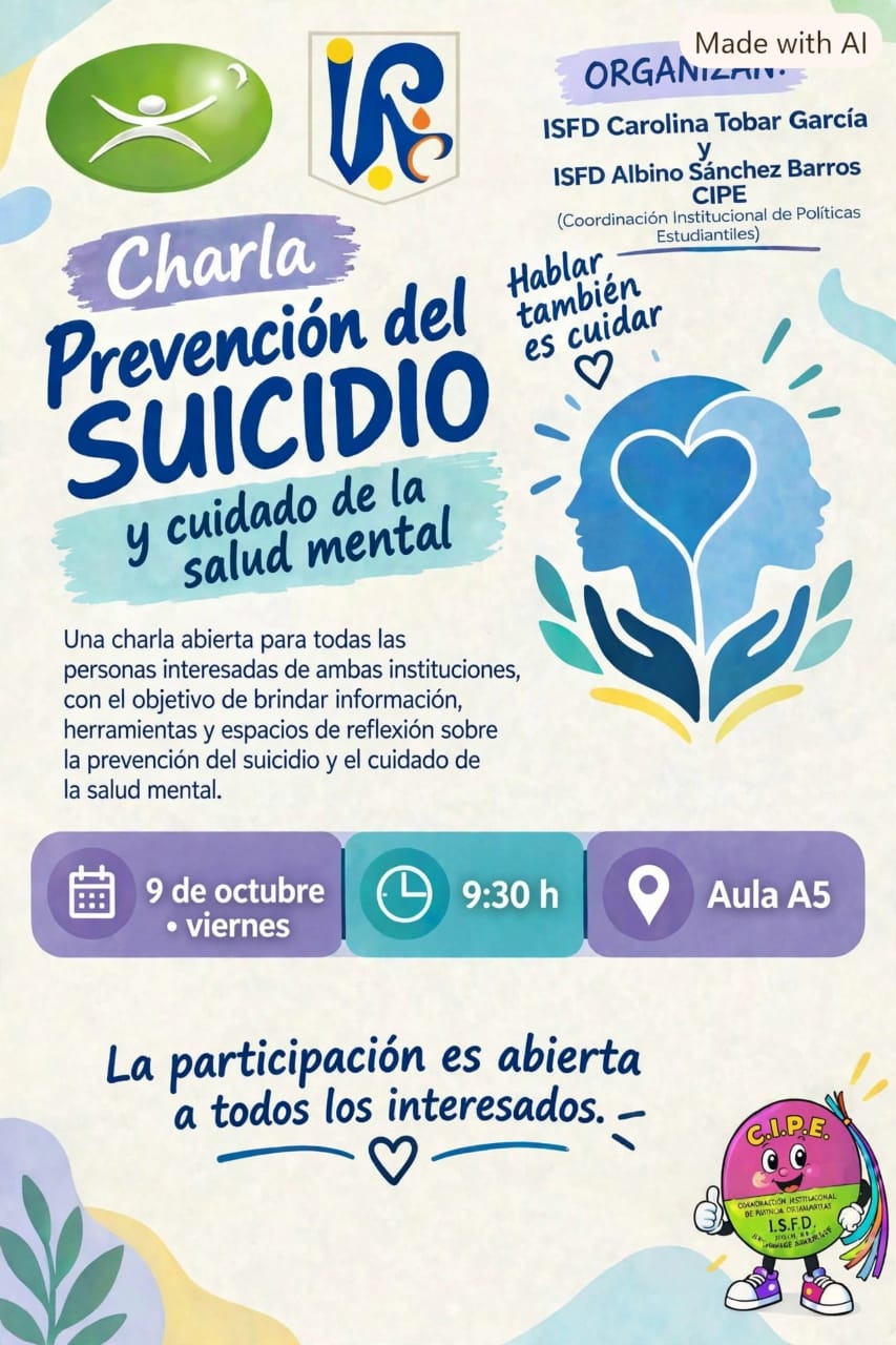 Charla abierta: Prevención del Suicidio y Cuidado de la Salud Mental