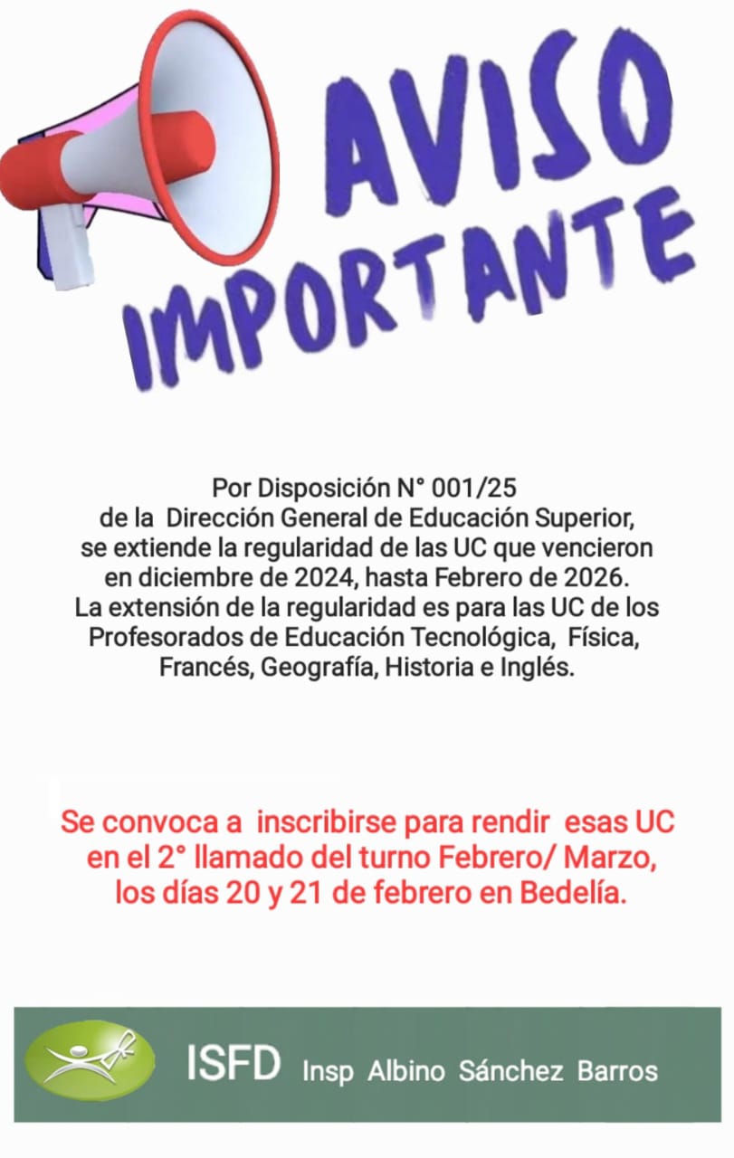 ¡¡Aviso Importante!! Extensión de Regularidad